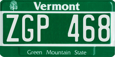 VT license plate ZGP468