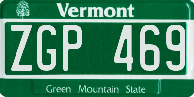 VT license plate ZGP469