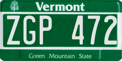VT license plate ZGP472