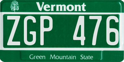 VT license plate ZGP476
