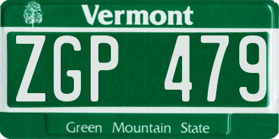 VT license plate ZGP479