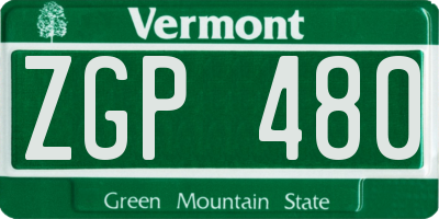 VT license plate ZGP480