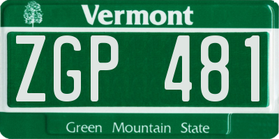 VT license plate ZGP481