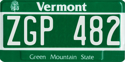 VT license plate ZGP482