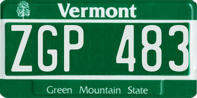 VT license plate ZGP483