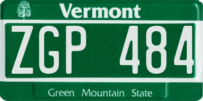 VT license plate ZGP484
