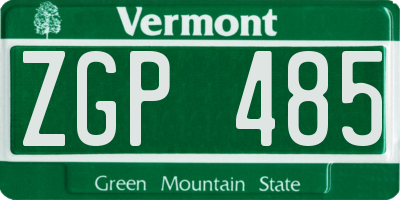 VT license plate ZGP485