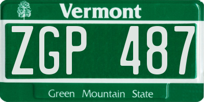 VT license plate ZGP487