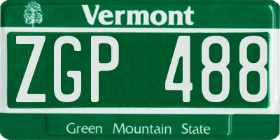 VT license plate ZGP488