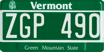 VT license plate ZGP490