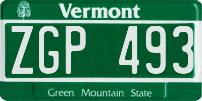 VT license plate ZGP493
