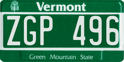 VT license plate ZGP496