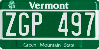 VT license plate ZGP497