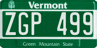 VT license plate ZGP499