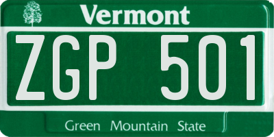 VT license plate ZGP501