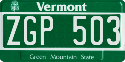 VT license plate ZGP503