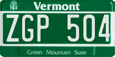 VT license plate ZGP504
