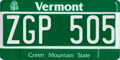 VT license plate ZGP505