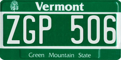 VT license plate ZGP506