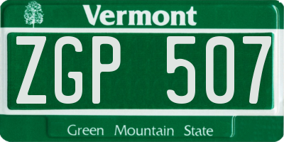 VT license plate ZGP507