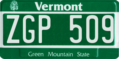 VT license plate ZGP509