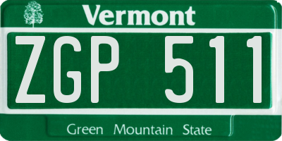 VT license plate ZGP511