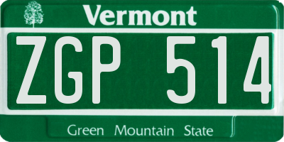 VT license plate ZGP514