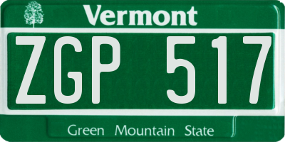 VT license plate ZGP517