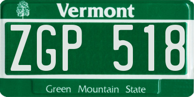 VT license plate ZGP518