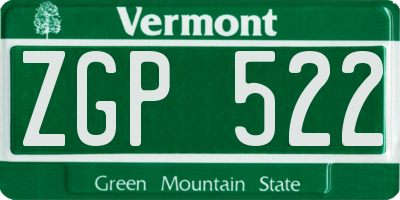 VT license plate ZGP522