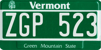 VT license plate ZGP523