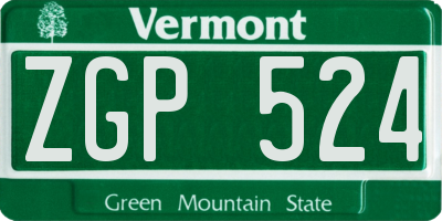 VT license plate ZGP524