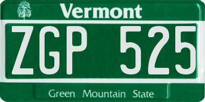 VT license plate ZGP525