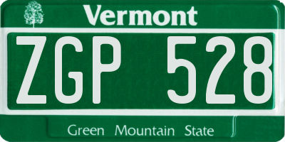 VT license plate ZGP528