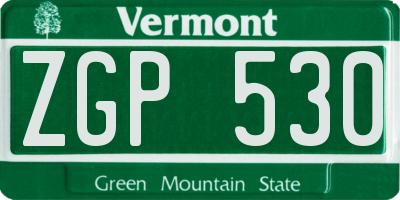 VT license plate ZGP530