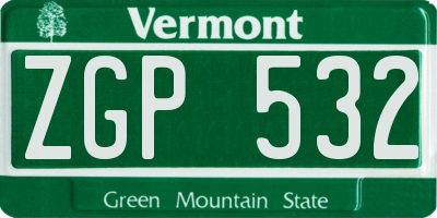VT license plate ZGP532