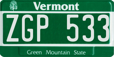 VT license plate ZGP533