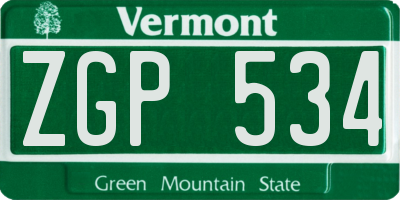 VT license plate ZGP534
