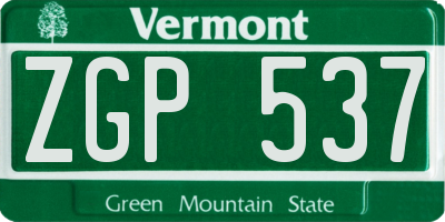 VT license plate ZGP537