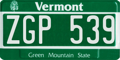 VT license plate ZGP539