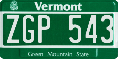 VT license plate ZGP543