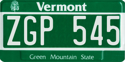 VT license plate ZGP545
