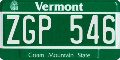 VT license plate ZGP546