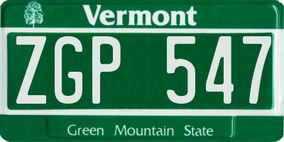 VT license plate ZGP547