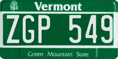 VT license plate ZGP549