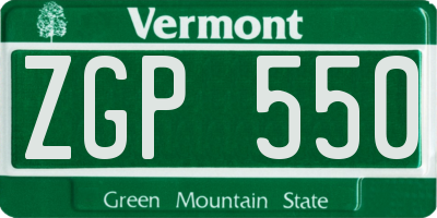VT license plate ZGP550