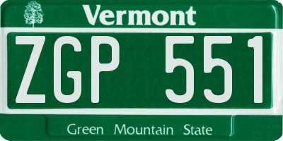 VT license plate ZGP551
