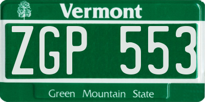 VT license plate ZGP553
