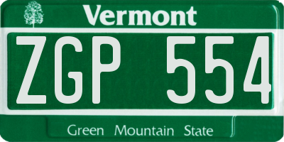 VT license plate ZGP554