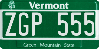 VT license plate ZGP555